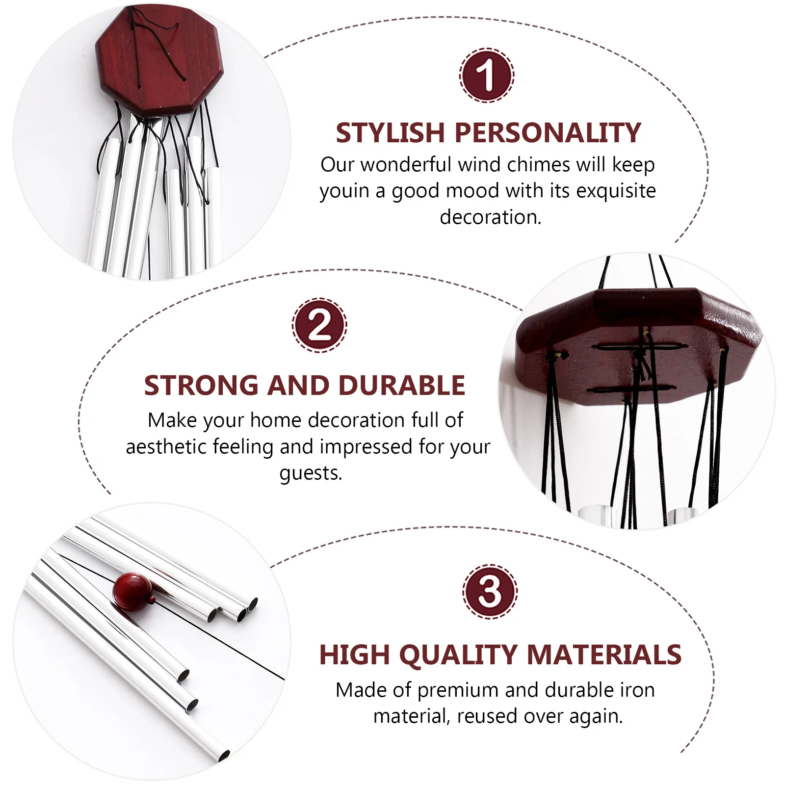 

1Pcs Red Wood Decorative Windbell Creative Iron Hanging Wind Chime Ornament for Garden Patio Yard Gift Decorative Windbell