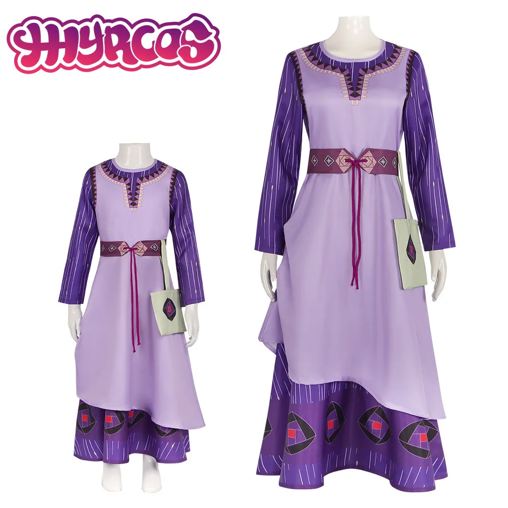 Film Asha Prinzessin Cosplay Kostüm Wunsch Cosplay lila Kleid Halloween für Mädchen Weihnachten Kinder Abend Geburtstags feier Kostüm