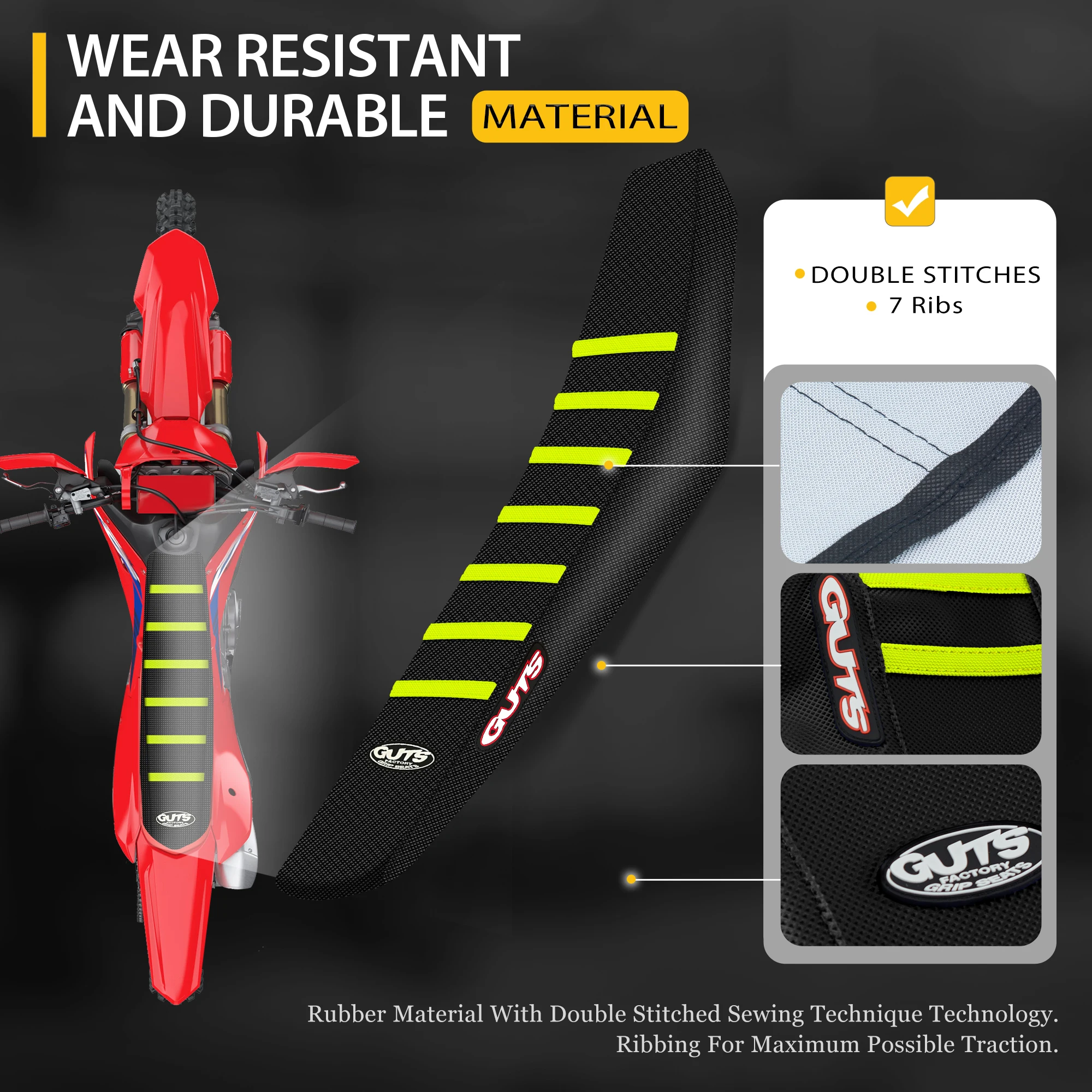 

SPACE Motorcycle Ribbed Grippy Seat Cover Waterproof Set Protection Antislip Upset Apply to For SXF EXC KXF CRF YZF WR TC TE
