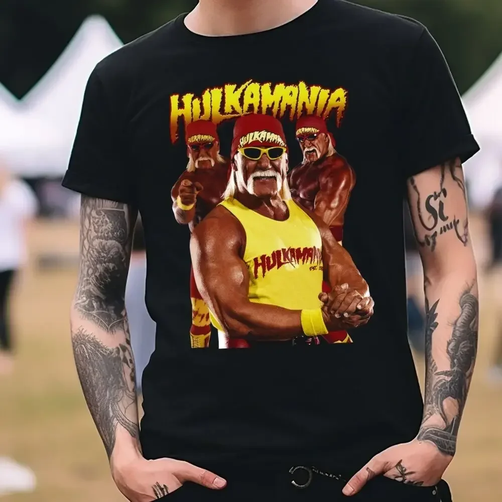 Hulk Hogan Hulkamania Wrestling T-Shirt Black  WWE