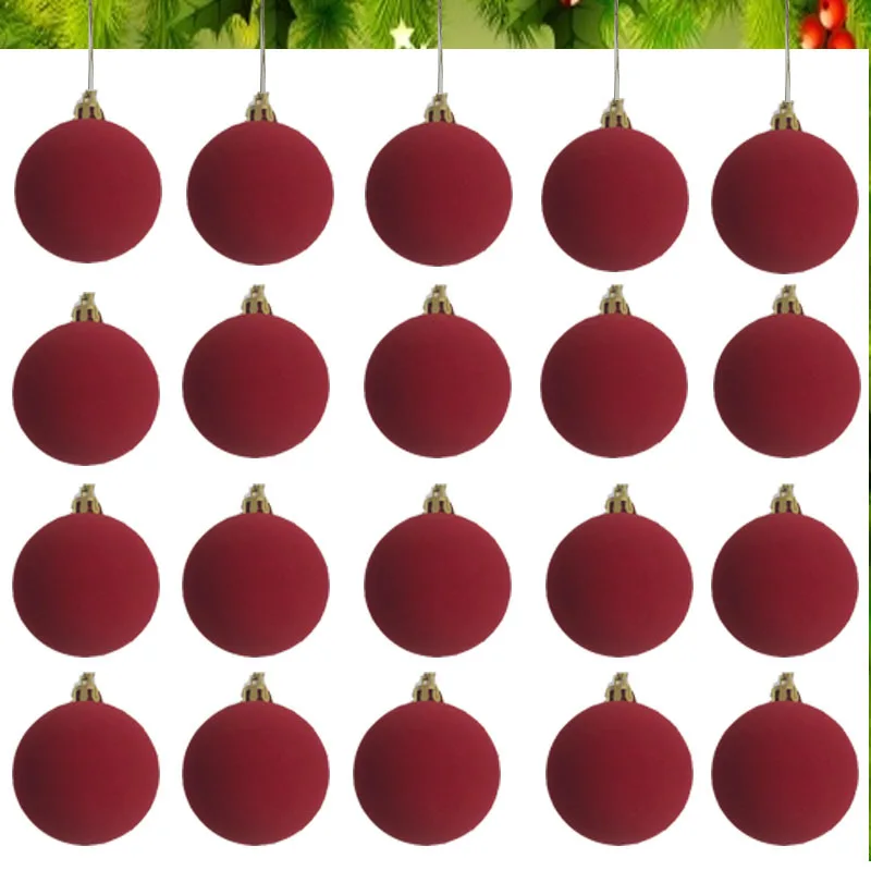 9PC Velvet Christmas Ball Decorations 3.9 inch Hanging Christmas Tree Decorations Suitable for Holiday Parties Christmas (RED)