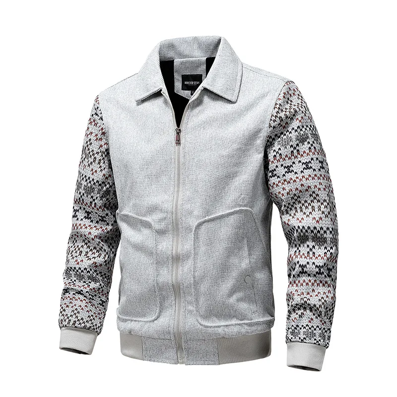 

Autumn Winter New Casual Spliced Ethnic Style Long Sleeve Fashion Slim Fit Men's Jacket