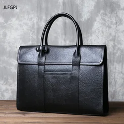 Bolsa de computador de couro genuíno, legume masculino bronzeado cabeça camada couro estilo horizontal pasta, moda empresarial