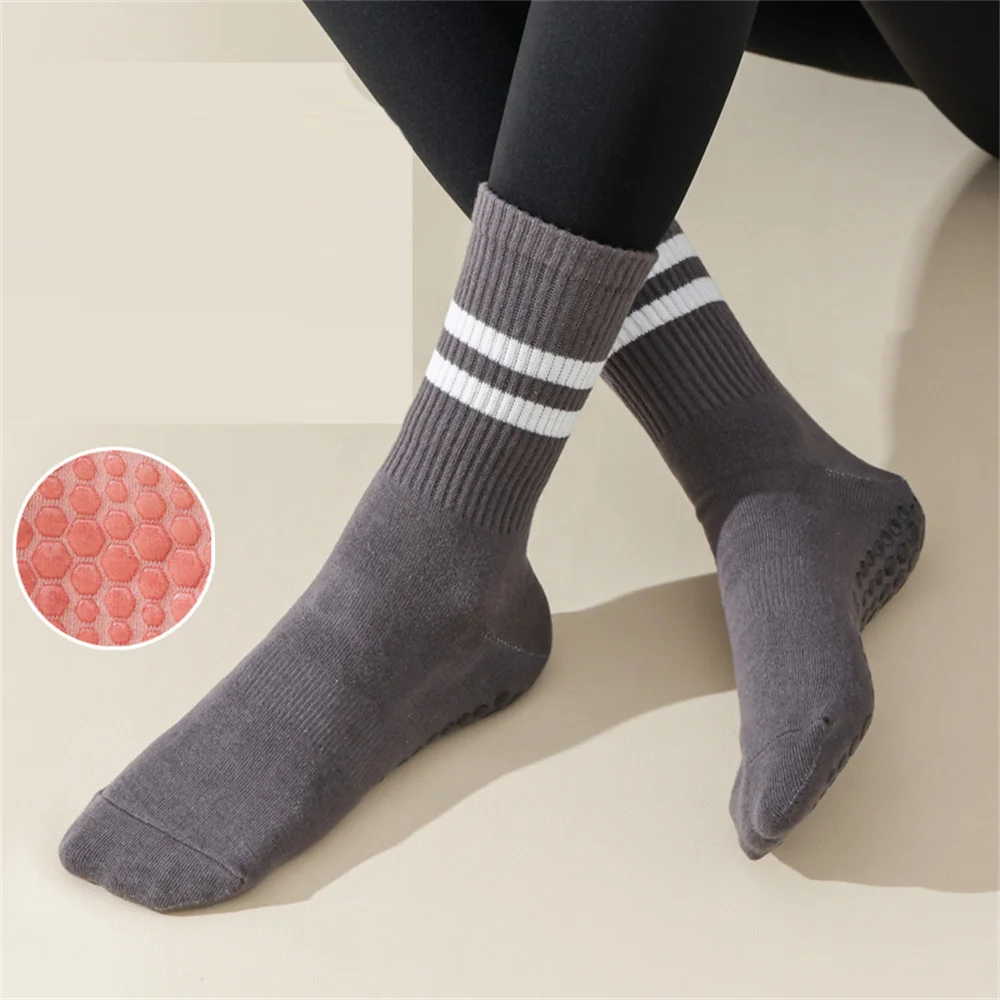 8 Pairs Pack Trampoline Socks Adult Silicone Sole Anti Slip Gym Yoga Socks Women's Indoor Sports Fitness Floor Long Stockings