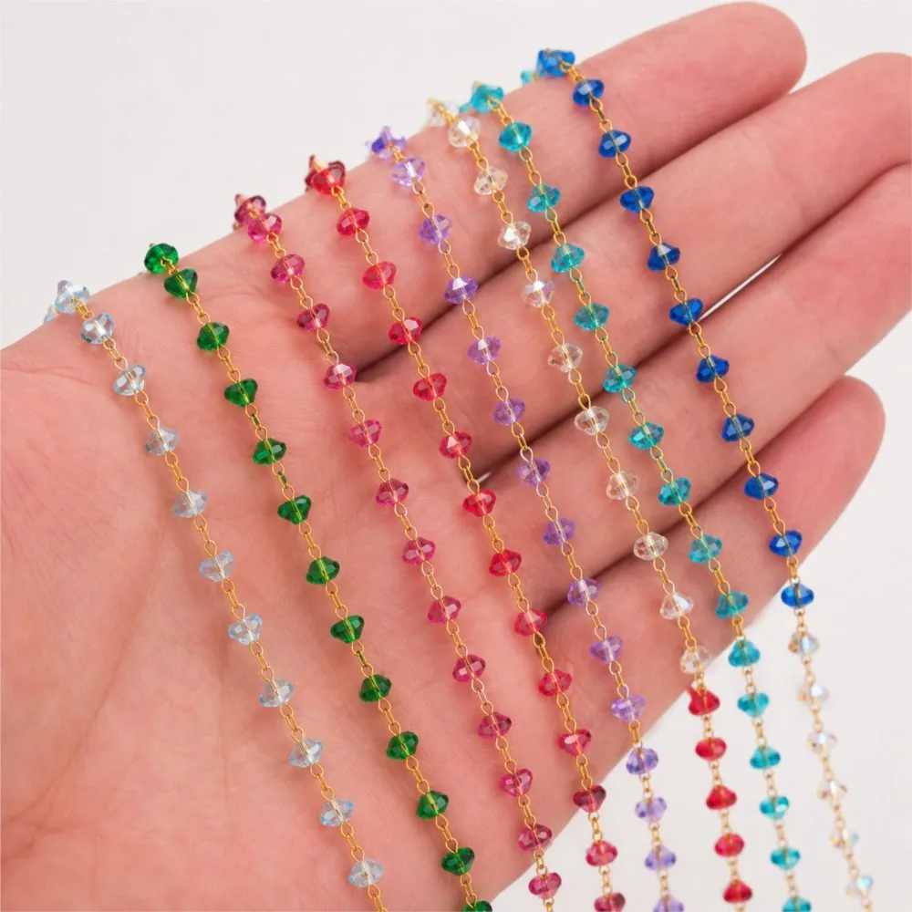 0.5meter/1meter  Natural Stone Bead Bulk Chain for Jewelry Making Gold Plated Stainless Steel Paperclip Chain Necklace Chains image 6