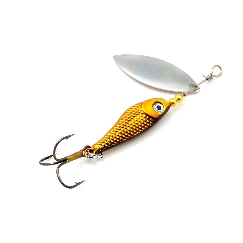 Señuelo de pesca Spinner cebo 10g pez dorado pequeño rotación ruidosa plantilla de Metal señuelos artificiales cebo compuesto