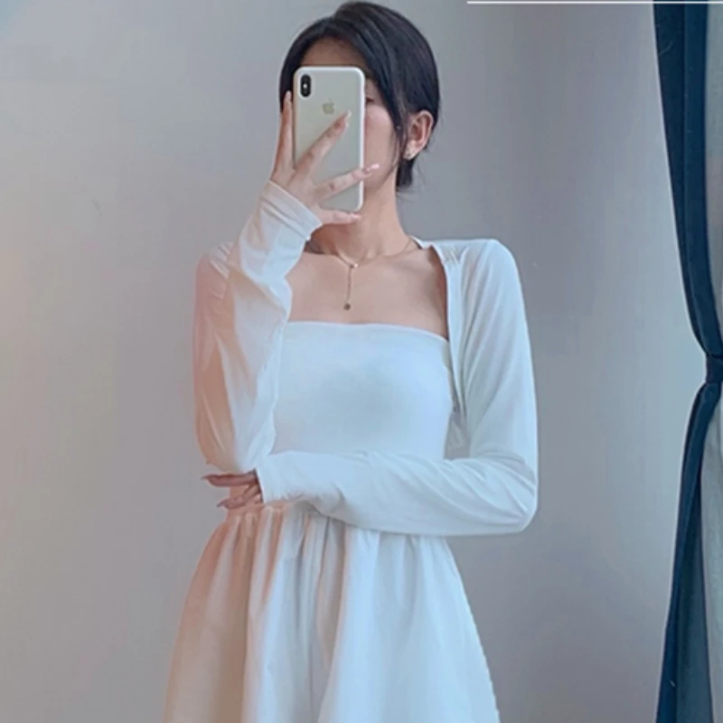 

Cardigan Women Thin Extreme Short Sun-proof Solid Fashion All-match Korean Style Elegant Vacation Popular Simple Casual Cozy Ins