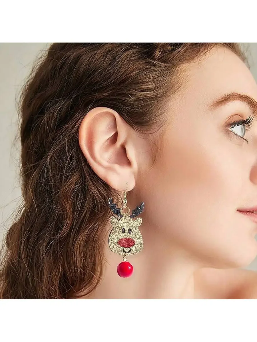 

Christmas Elk Drop Earrings For Women Holiday Party Jewelry Dangle Earring
