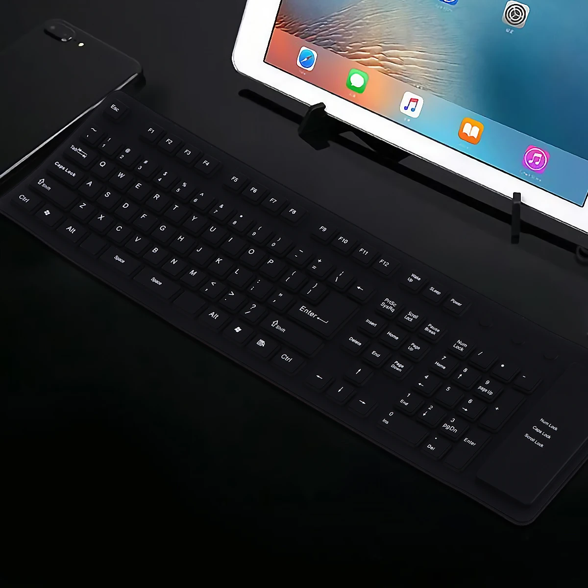 

Ultra Thin Keyboard 109 Keys Black Wired Foldable Silicone Portable USB Washable Dustproof Mini External Keyboard Mouse