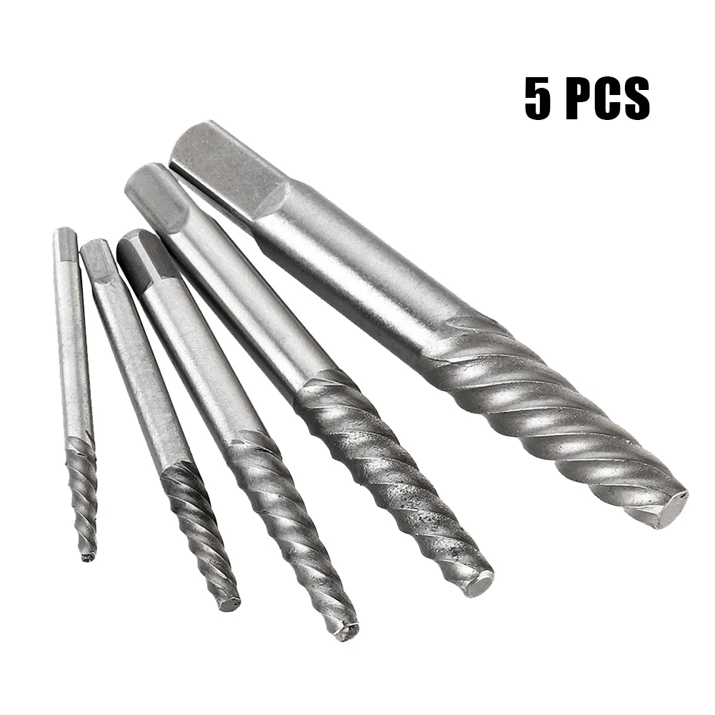 5Pcs Broken Screw M6-M19 Extractors Damaged Screw Extractor Drill Bit Guide Set Broken Bolt Remover Easy Out Set Power Tool