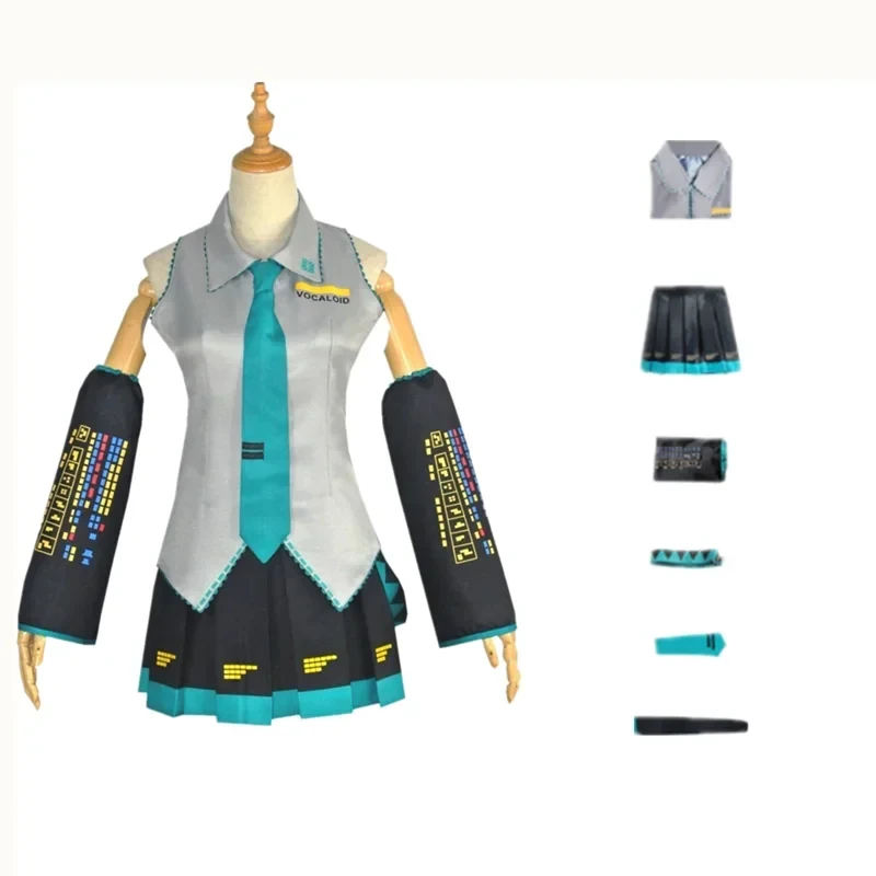 2026 Vocaloid Miku - Perruque et tenue de cosplay Miku du futur pour hommes et femmes japonais, idéale pour les débutants, tenue d'Halloween pour femme Plus U4TXJ