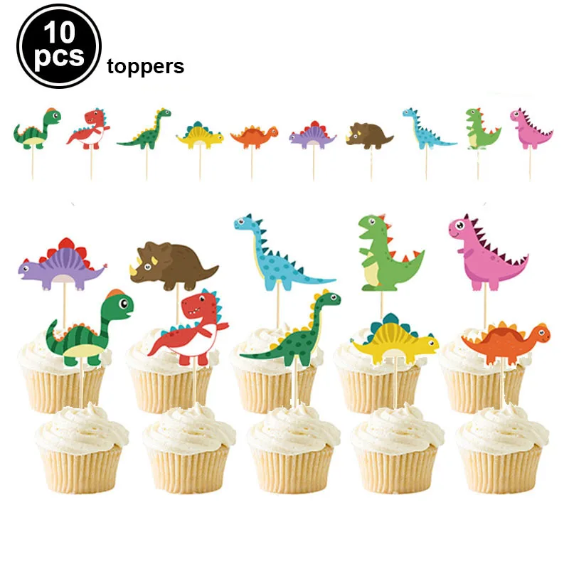 Dinosaur Cake Topper Cute Cartoon Jungle Safari Dino Birthday Cake Decoration Boys Kids Dinosaur Themed Baby Shower Party Supply