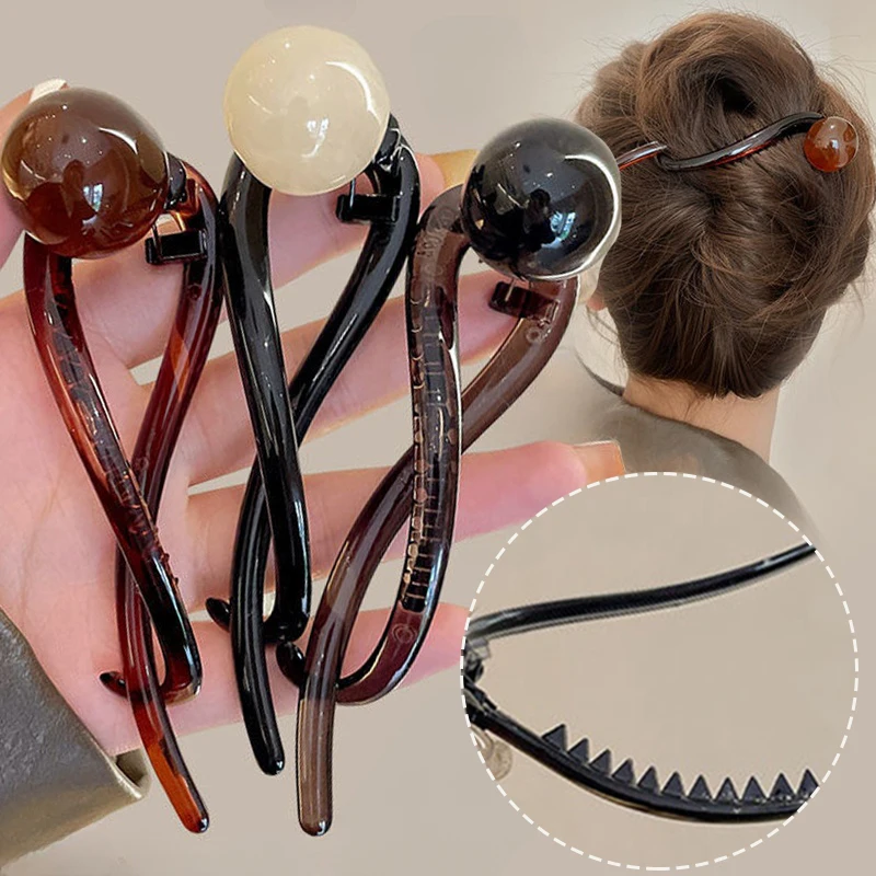 Retro Hairpin Bead Twisted Clip Hair Clip Hair Styling Tool Line Grab Clip Frog Buckle Hair Accessories Ponytail Clips Back Head