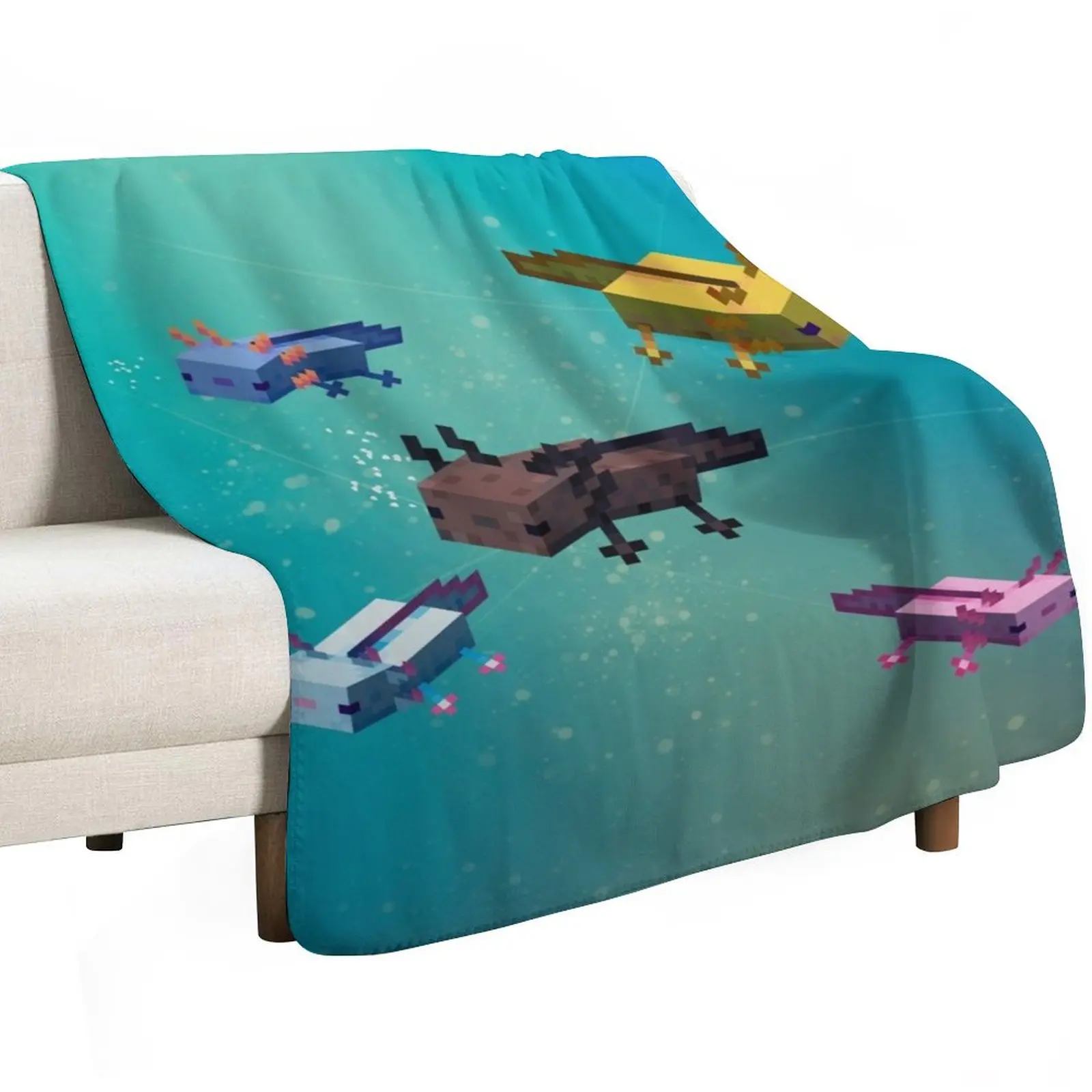 Axolotls Ocean Throw Blanket Cute Decoratives Stuffeds Soft Plaid For Baby Plaid Blankets