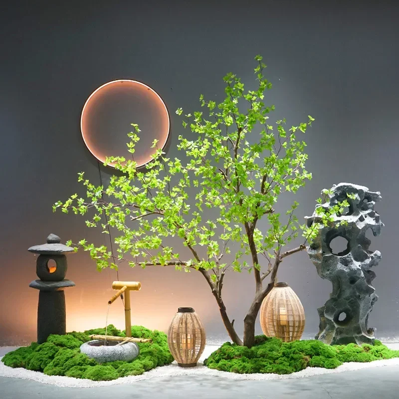 Simulation, Japanese hanging bell horse drunk wood, large fake tree, landscaping combination, indoor green plants