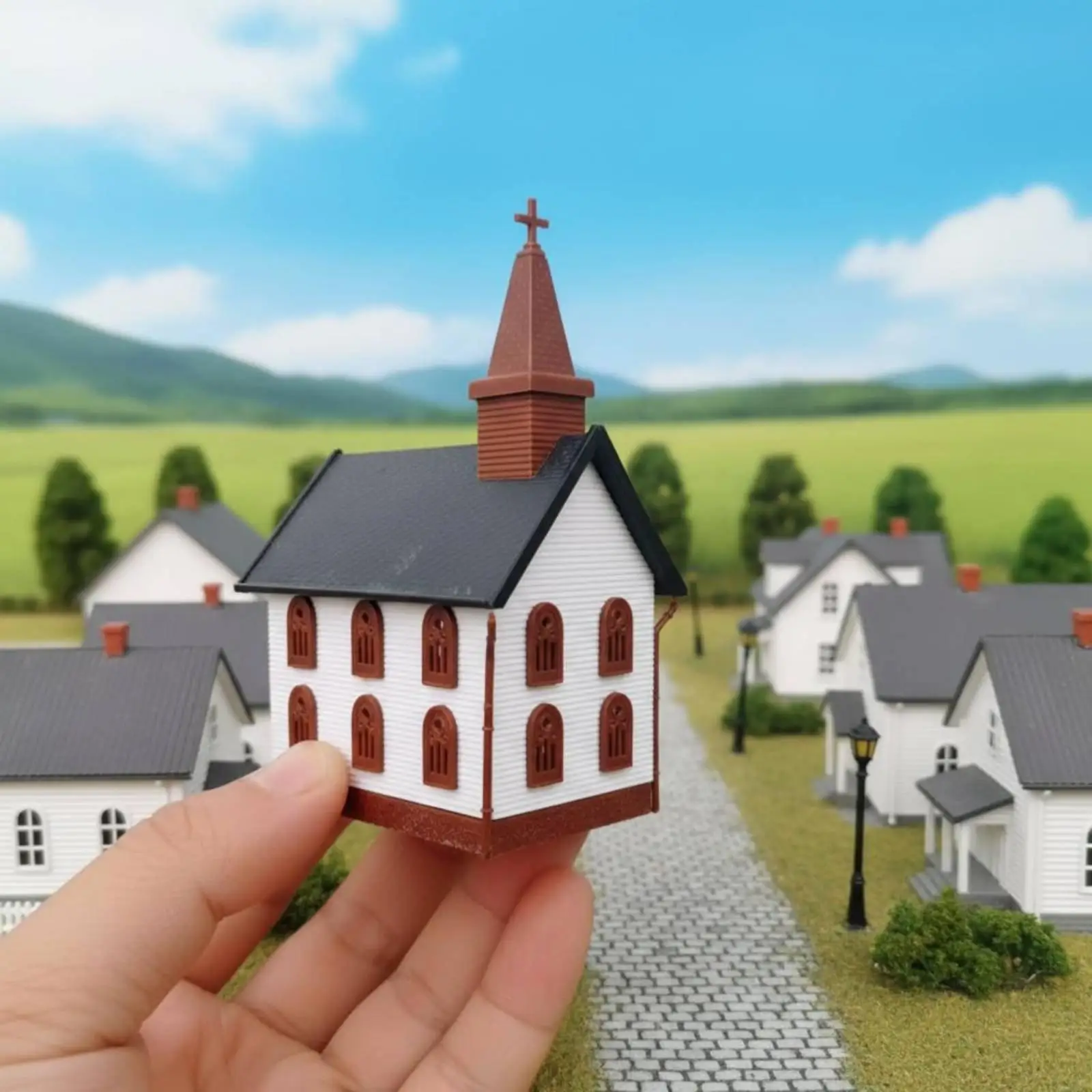 Miniature House Replica Modular Miniature Building Blocks Customizable Diorama Accessory Kit for Historical Sand Tables