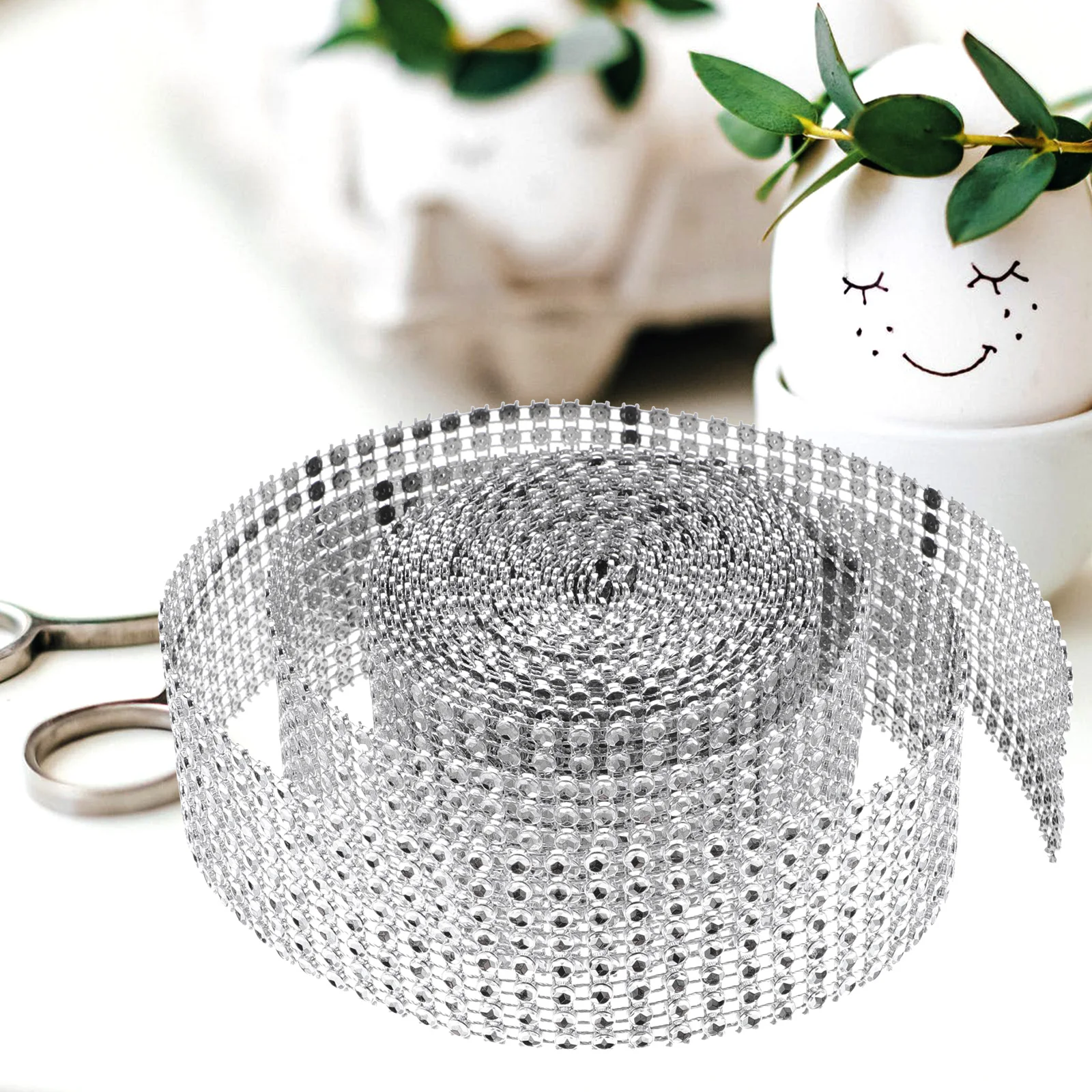 

1 Roll Rhinestone Ribbon Decorative Craft Trim Wedding Accessory Cuttable Shiny Ribbon Rolls For Fabric Bags