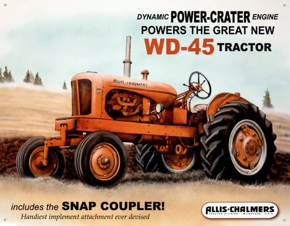 Desperate Enterprises Allis Chalmers - WD-45 Tractor Tin Sign, 16;W x 12.5;H