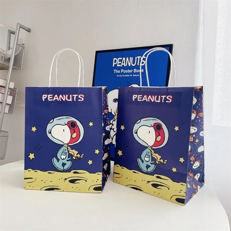 Snoopy saco de doces sacos de papel kraft com alças decoração de festa doces sacos de presente para o natal aniversário casamento convidado favor presente