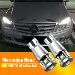 2x For Mercedes Benz C-Class W203 W204 C63 C200 C180 LED Clearance Light Bulb Parking Lamp W5W T10 Canbus No Error White