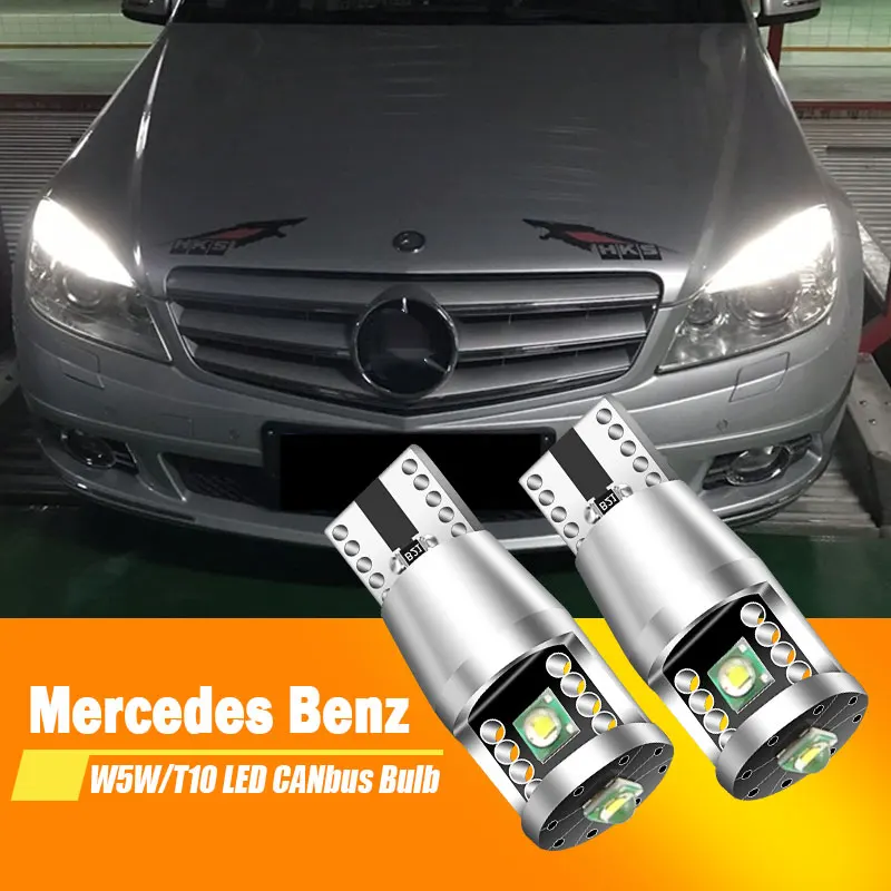 2x Do Mercedes Benz C-Class W203 W204 C63 C200 C180 Żarówka LED Światło obrysowe Światło postojowe W5W T10 Canbus Bez błędów Biały