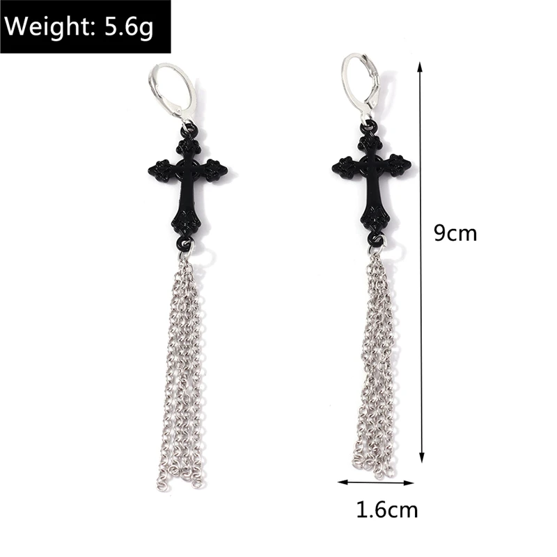 Neue Schwarze Kreuz Tropfen Ohrringe für Frauen Gothic Metall Kreuz Baumeln Haken Ohrringe Mädchen Partei Schmuck Zubehör – Detail 17