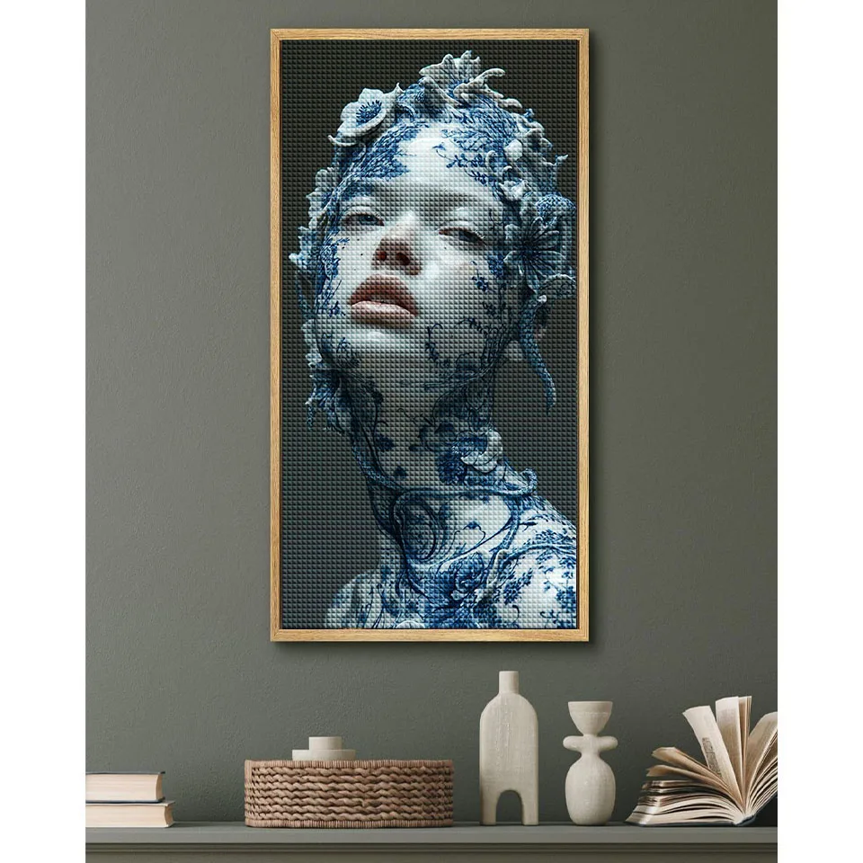 Diamond Embroidery DIY Blue and White Porcelain Makeup Beauty 2025 Novel Diamond Painting Art 5D Rhinestone Mosaic Home Decor