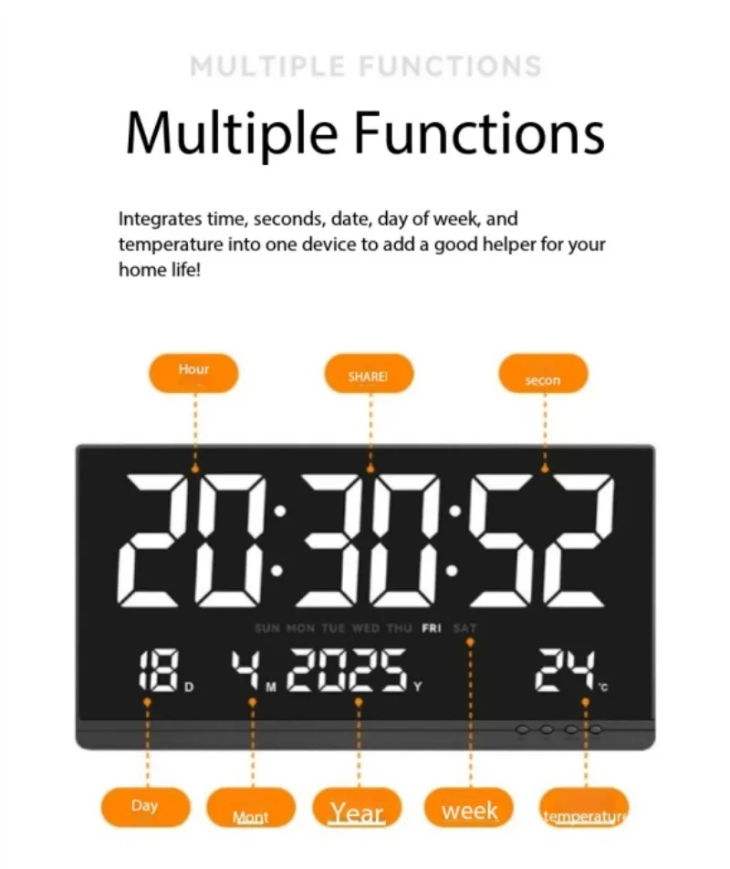 21Inch HD Large LED Digital Wall Clock Simple Electronic Timing Display Device High Visibility Time Clock For Household Office view 5