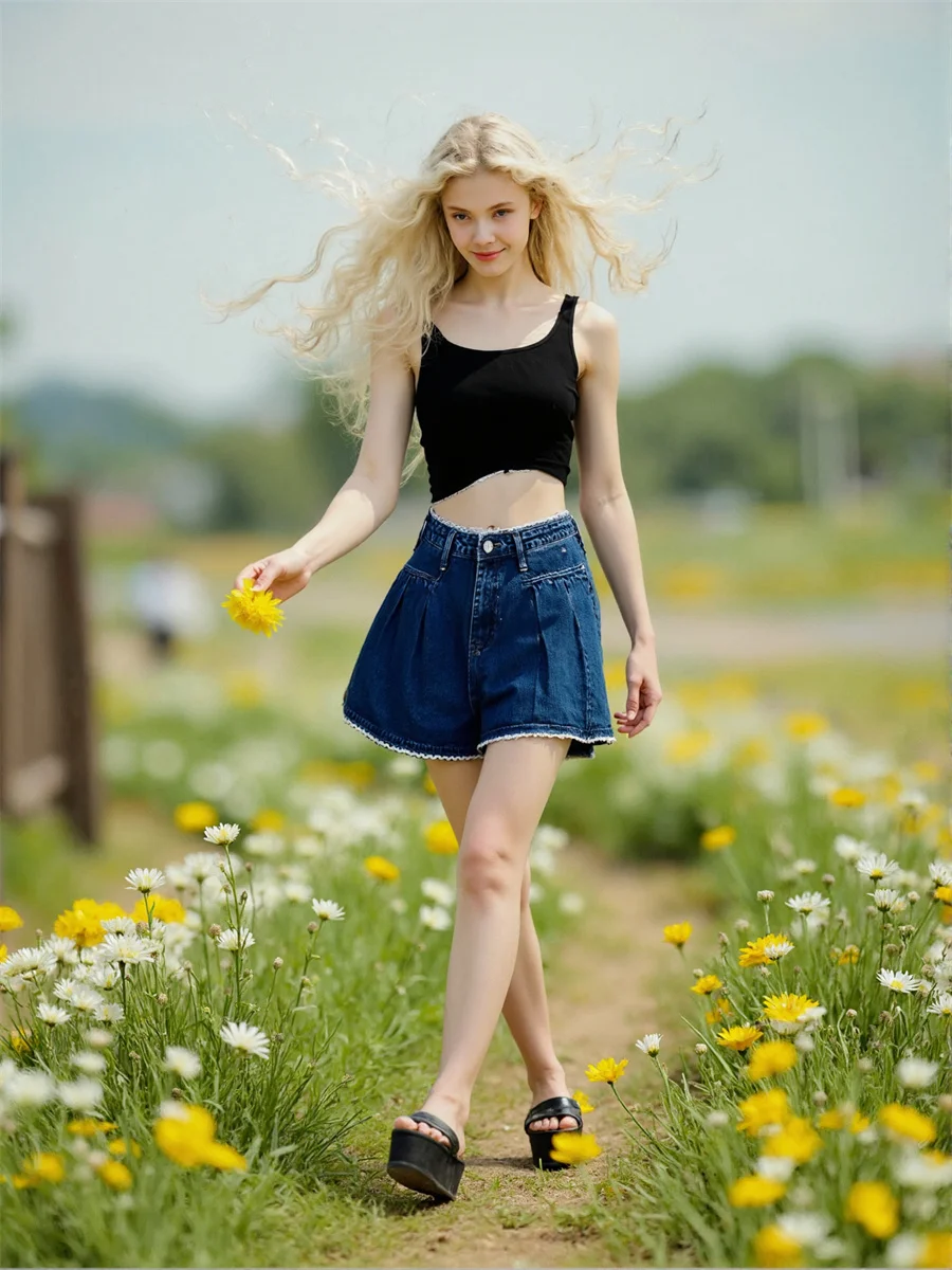 Pantaloncini in denim blu scuro da donna mini pantaloncini slim fit in pizzo nero club notte scuola elegante Kawaii estetica ragazze sexy Jean estate