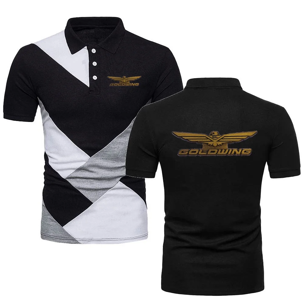 Polo Shirts Goldwing GL1800 Japan Motocycles Lapel TShirts Short Sleeve POLOS Men Breathable Mesh Cotton Patchwork Color Polos