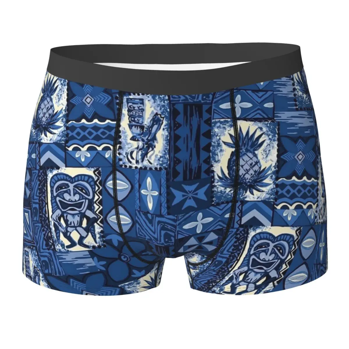 Tiki Hawaiian Vintage Tapa Underwear 3D Pouch Hot Trunk Sublimation Boxer Brief Breathable Men Underpants Plus Size 2XL