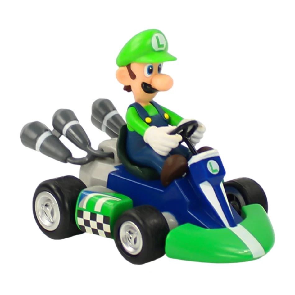 Super Mario Pull Back Car Green Yoshi Donkey Kong Bowser Luigi Toad Princess Peach figura de acción juguetes Anime Game Doll