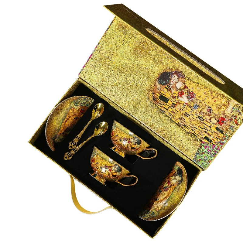 European ceramic bone china coffee cup saucer set retro French British afternoon tea set tea cup gift box