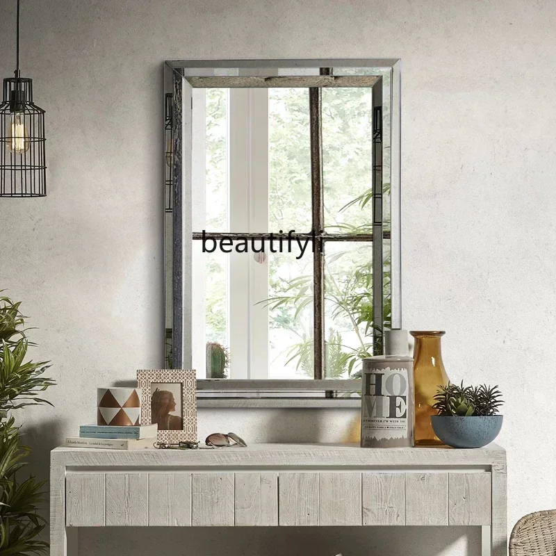 

TTT Square mirror Nordic bathroom dressing, simple modeling creative art mirror modern mirror