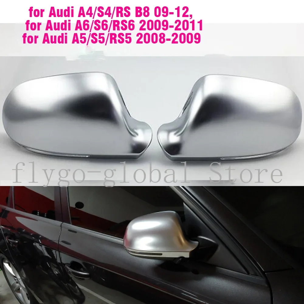 1Pair Car Wing Mirror Caps Matt Chrome Mirror Cover Rearview Side Mirror Cap S Line for Au*di A4 S4 B8 A6 C6 09-11,A3 Q3 A5