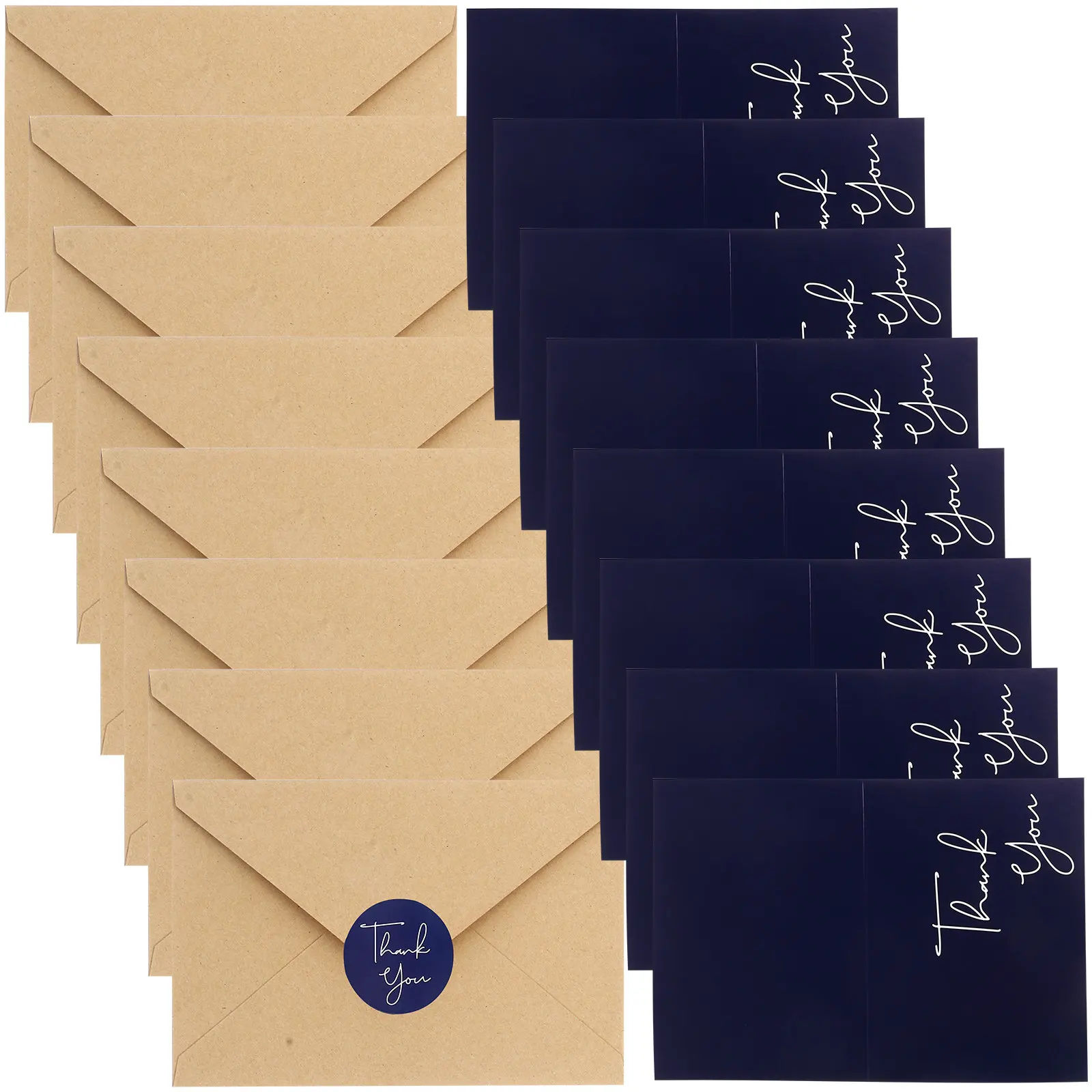 

10Sets Thank You Cards with Envelopes Blank Foldable Gratitude Teacher Appreciation Wedding Graduation Gift Bulk Cards