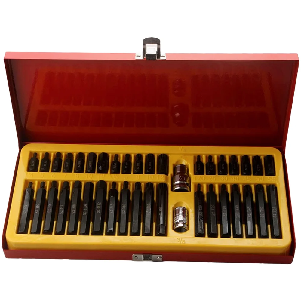40Pcs Allen-Wrenches Sockets And Inserts FOR-TORX Star Hex Bit Set With 1/2 And 3/8 Adapters For Automotive/mechanical Repairs