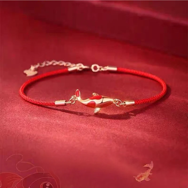 1pc Good Luck Bracelet Braided Rope Koi Bracelet Red String Valentine Gift Couple Gift