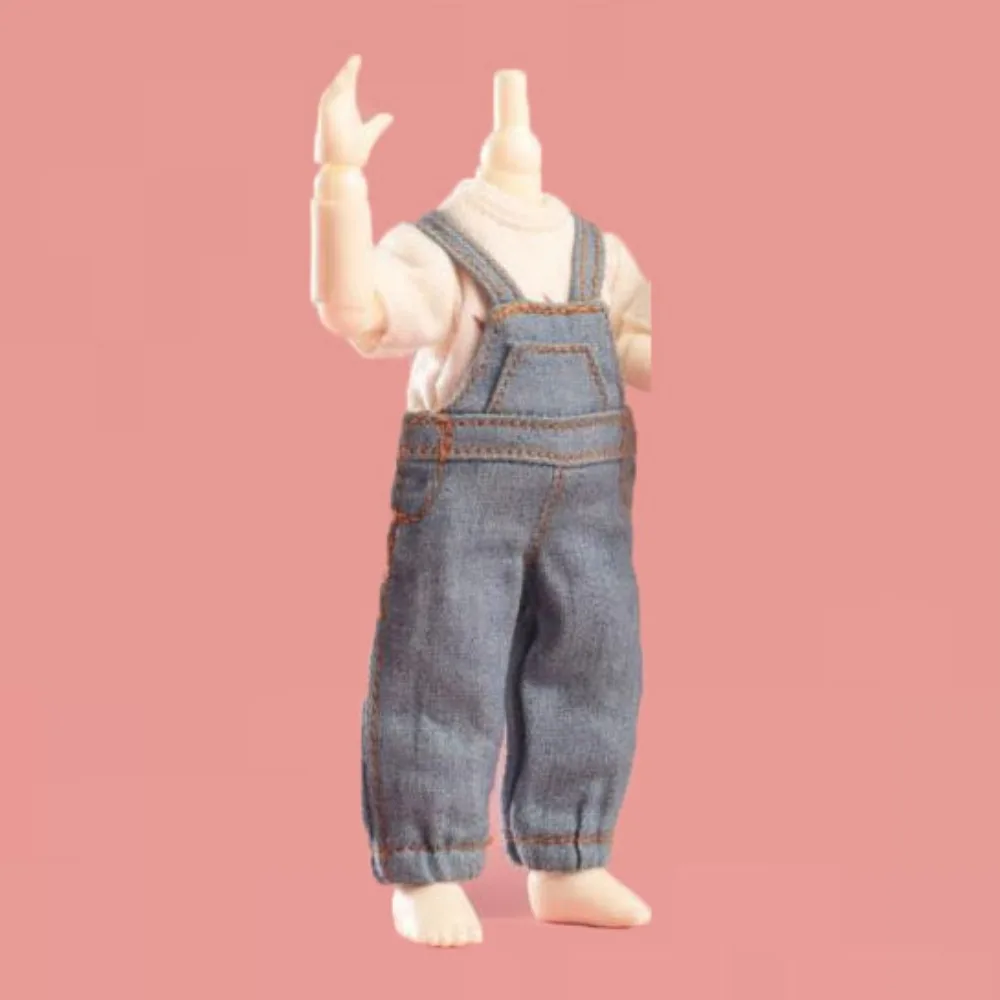 

Handmake Doll Denim Pant with T-shirt DIY Dolls Denim Pants Workwear Overalls