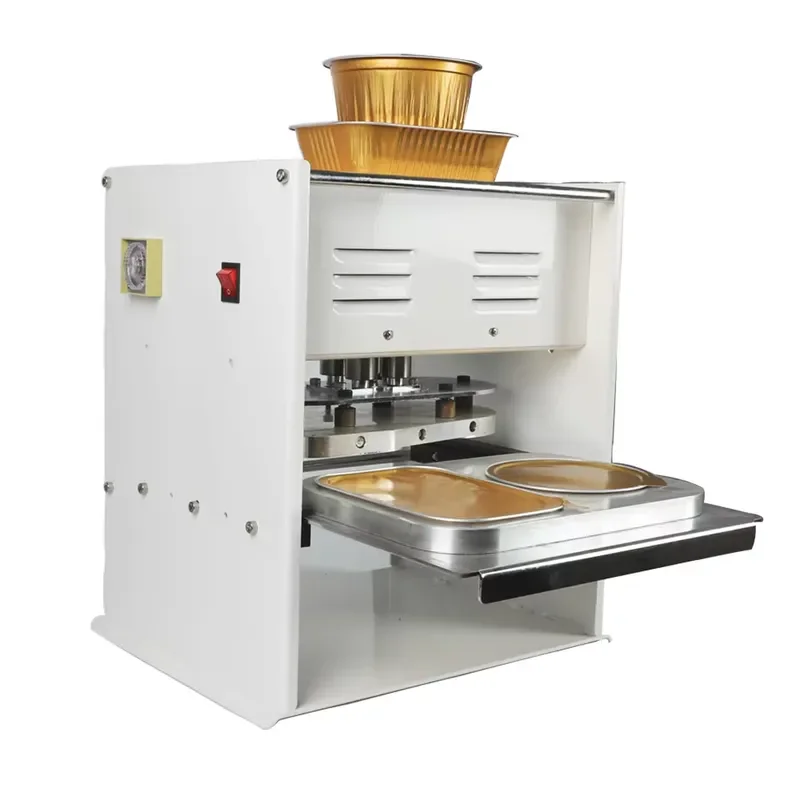Electric aluminum custom fast food manual semi-automatic foil round rectangular container sealing machine hot box sealing