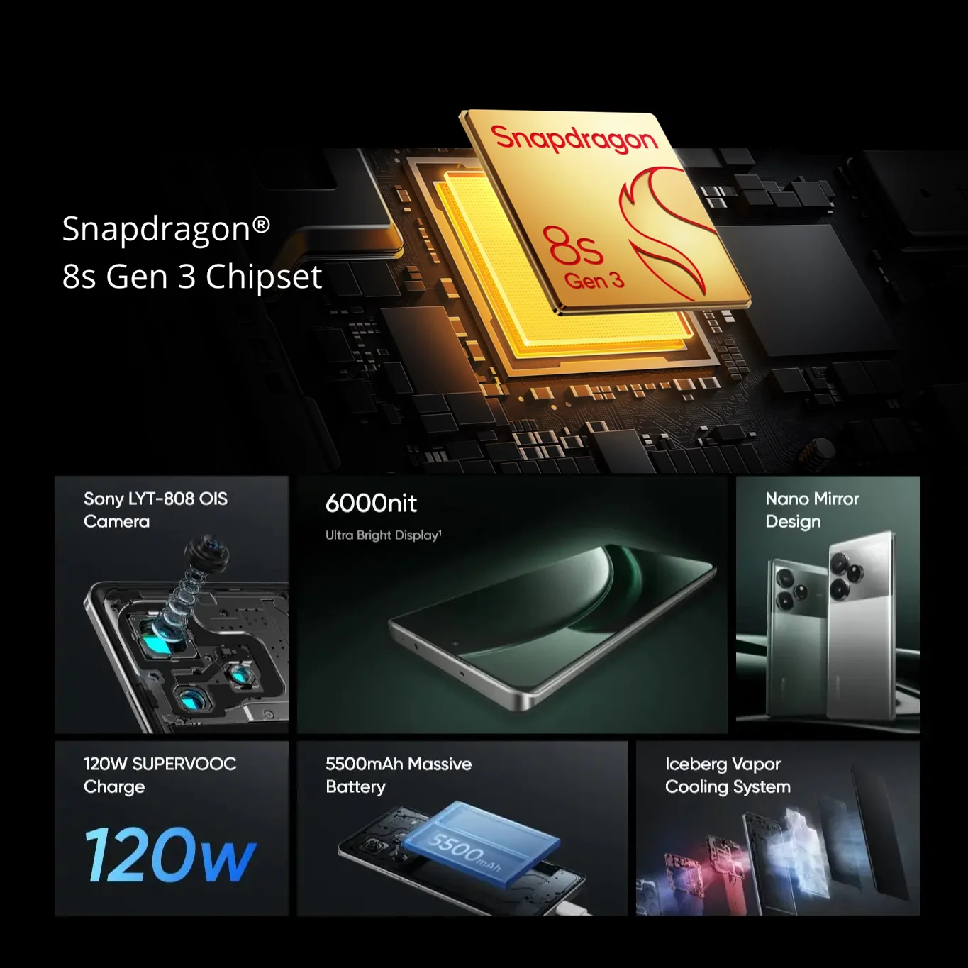 Imagem -02 - Realme-smartphone gt 5g Snapdragon 8s Gen 5500mah Bateria 120w 678 120hz Tela 6000nit Nfc Versão Russa