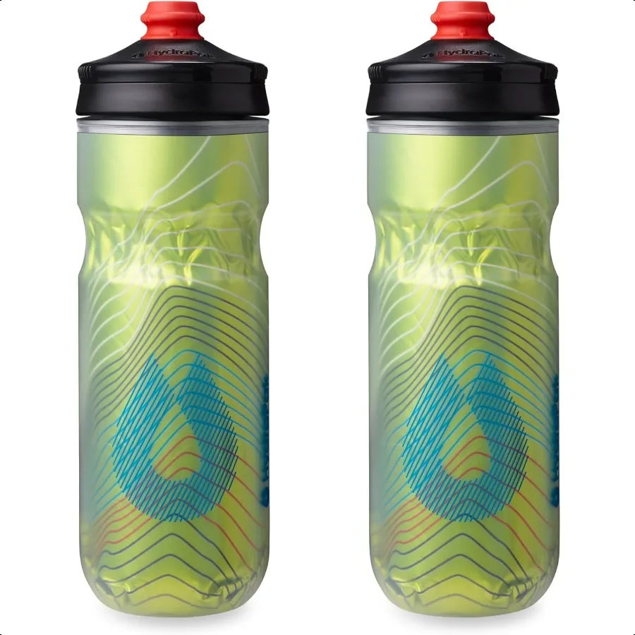 

Изолированная велосипедная бутылка для воды HydraPak с полярным перенапряжением, 2 упаковки, 20 унций или 24 унций, высокий поток, подходит для большинства велосипедных клетков для занятий спортом на велосипеде