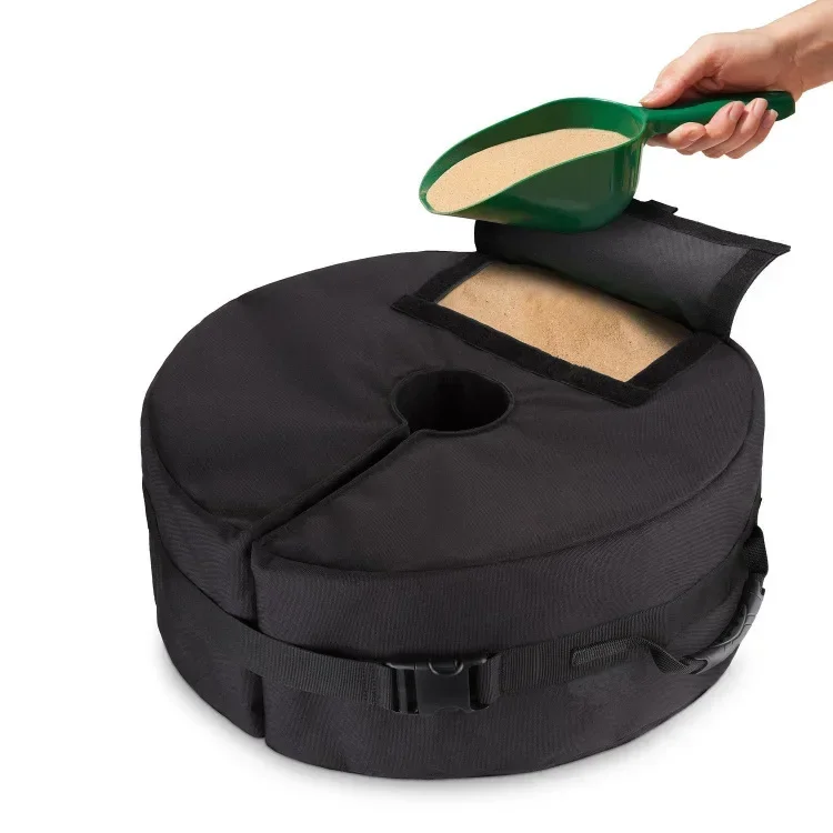 

2026 Round Umbrella Base Weight with Side Slot Opening Fits Any Offset Cantilever Outdoor Patio Umbrella Stand Sand Bag