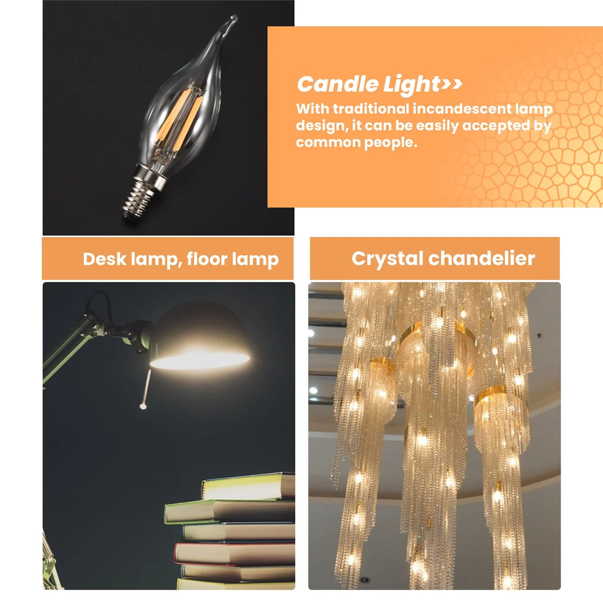 Dimmable E12 4W COB Edison Candle Flame Filament LED Light Bulb Lamp 12.5*3.5cm