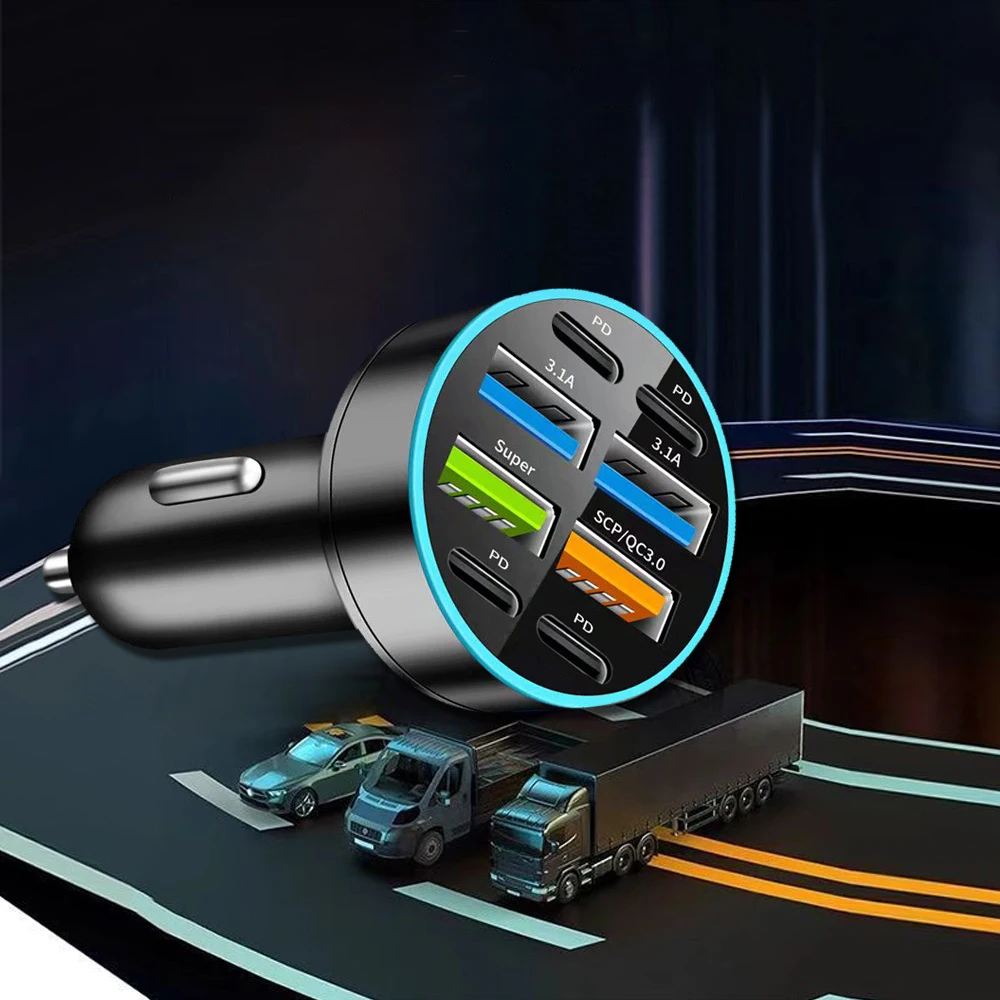 

1pc Auto Interior Accessories Car 66W USB PD Fast Charger Black Car Digital Display Quick Charger Car Multifunctional Charger