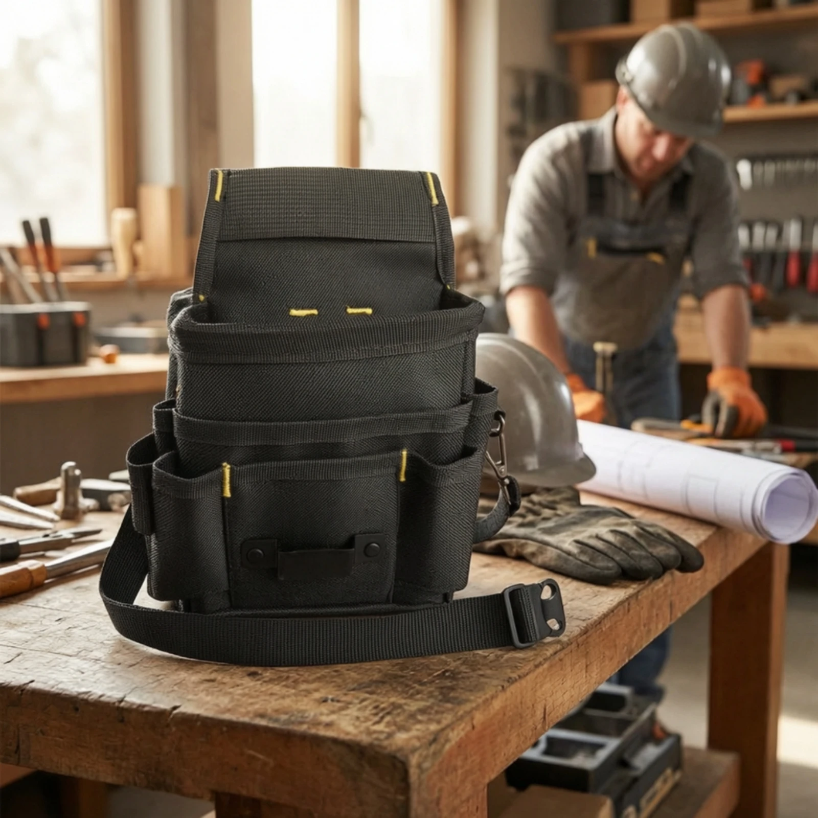 Tool Waist Bag Handsunrestricted Tool Belt Pouch Utility Belt Pouch Long-Lasting Work Apron Wear-Resistant for Electricians