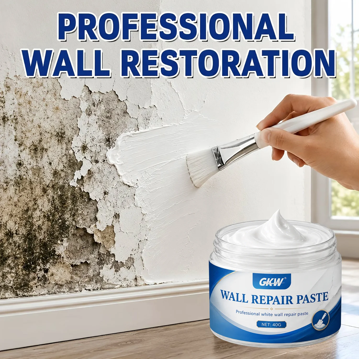 Professional Wall Repair Cream, High Coverage, Fix Holes Cracks & Peeling, DIY Easy Apply, Anti-Crack, Covers Scratches & Stains