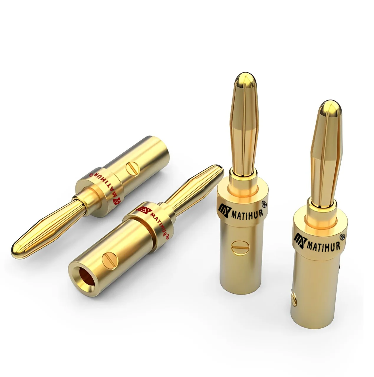 Hifi Palic 20 Stück Matihur Audio 4mm 24K Hochwertige Bananenstecker Kupfer Lautsprecherkabel Drahtstift Bananenstecker Verbinder Gold