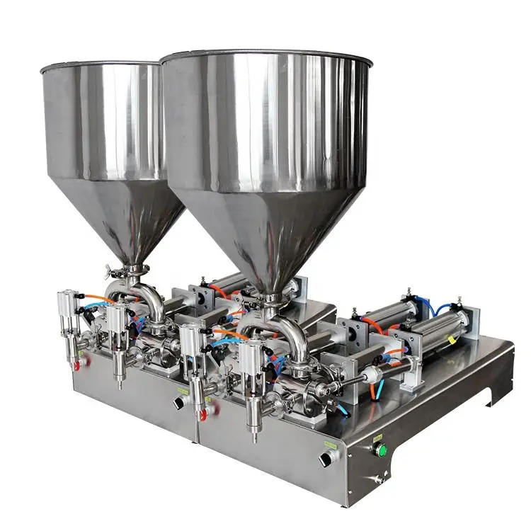 

100-1000ml Double Heads Pneumatic Honey Paste Cream Ketchup Ointment Viscous Liquid Filling Machine Bottle Filler