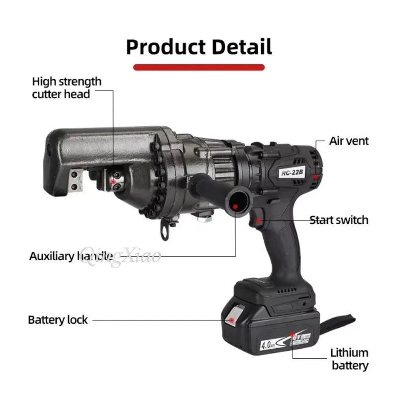 A81  Cordless Hydraulic Rebar Cutter 4-16mm Capacity 18V Lithium Battery Lightweight 360° Rotating Head For High Altitude